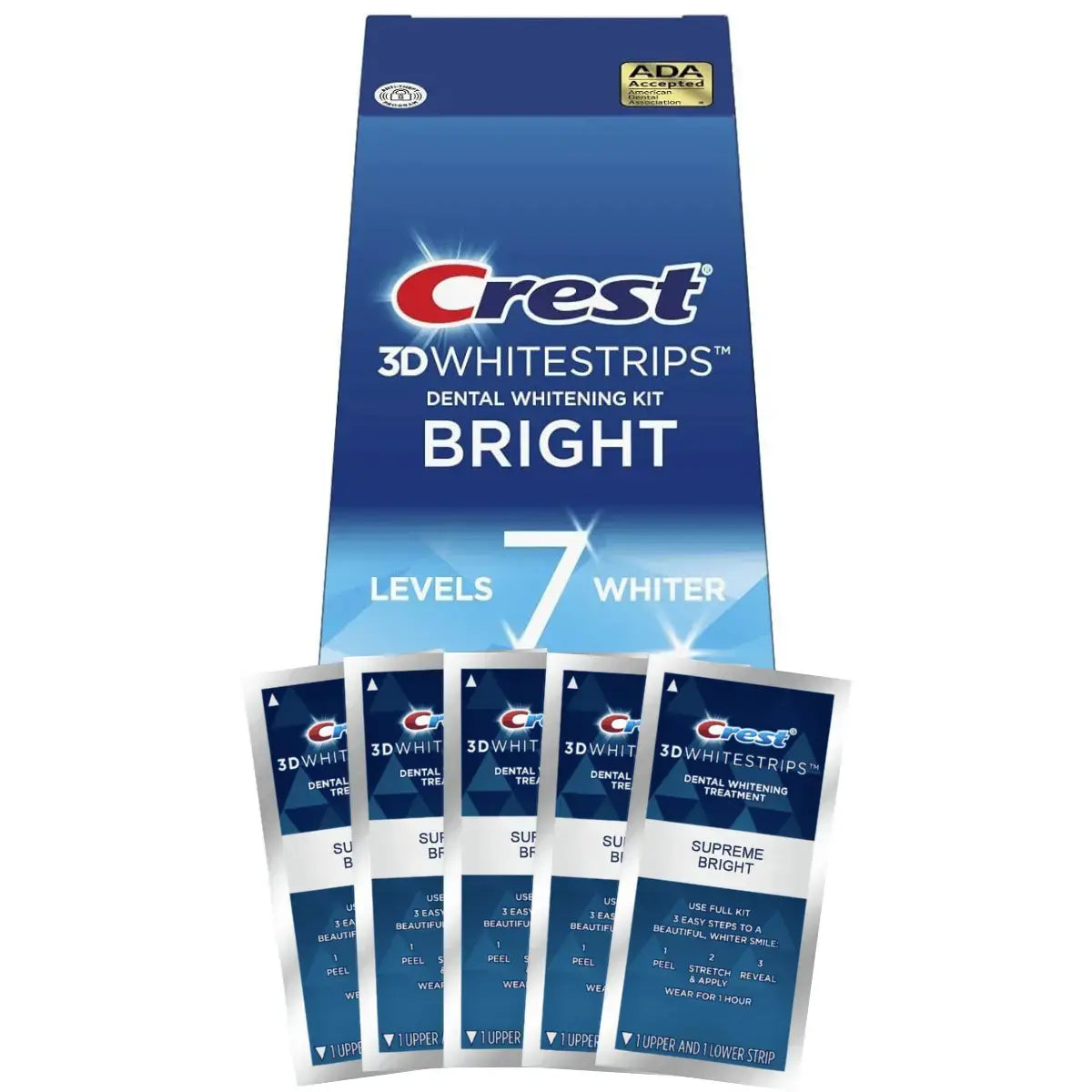 Bieliace Pásiky Crest 3D Bright 7 Levels Whiter Whitestrips